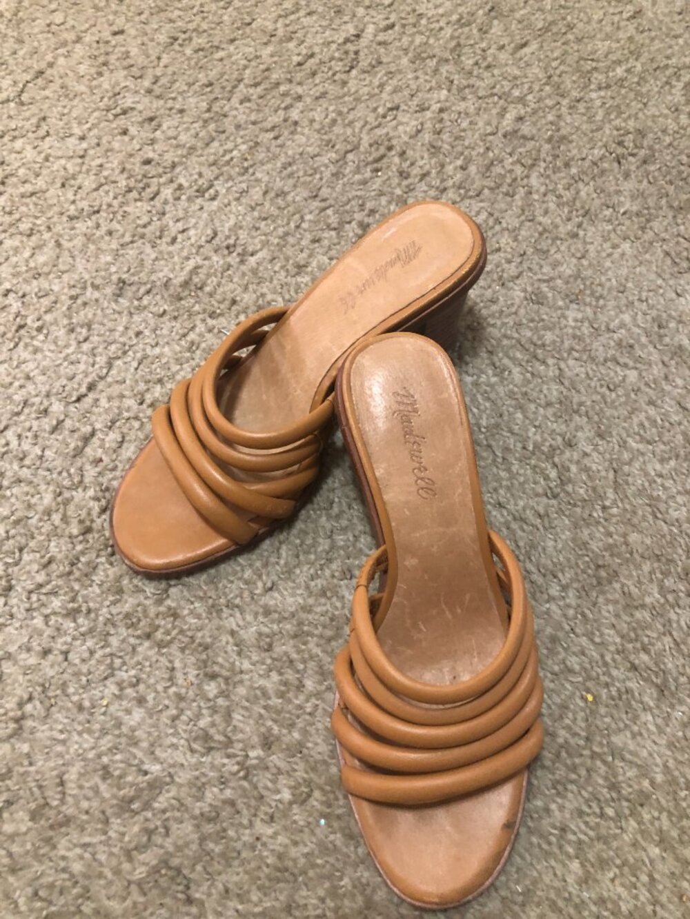 Women’s Madewell Addie High Heeled Mule Desert Camel Leather Size 7 NWOB - Picture 2 of 4
